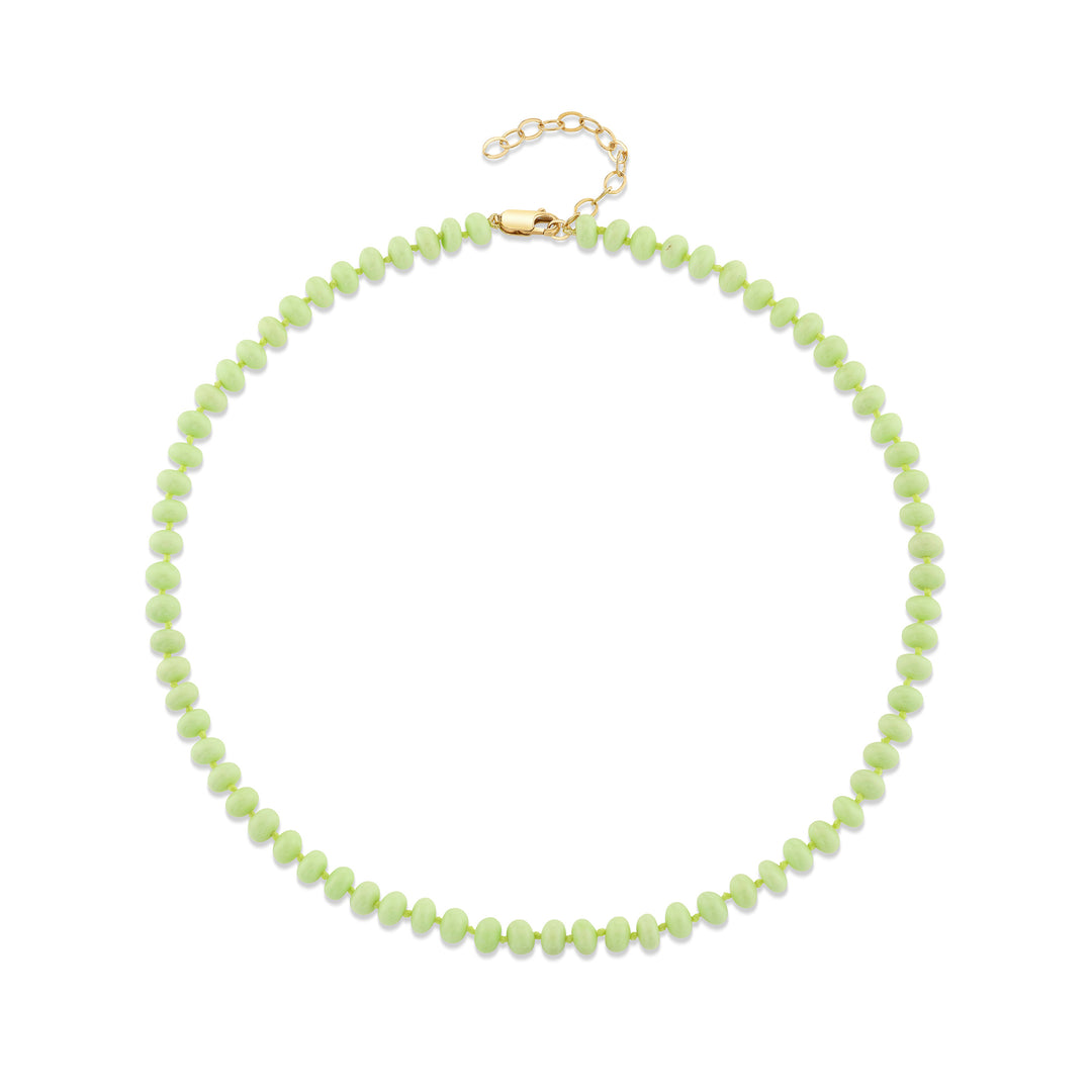 Gaspeite Beads with 14K Yellow Gold Clasp Necklace