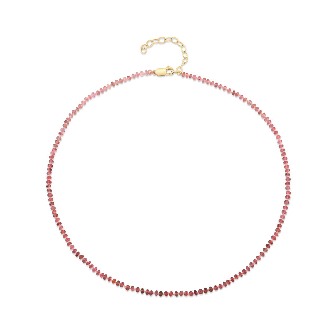 Red Ombré Spinel Beads with 14K Yellow Gold Clasp Necklace