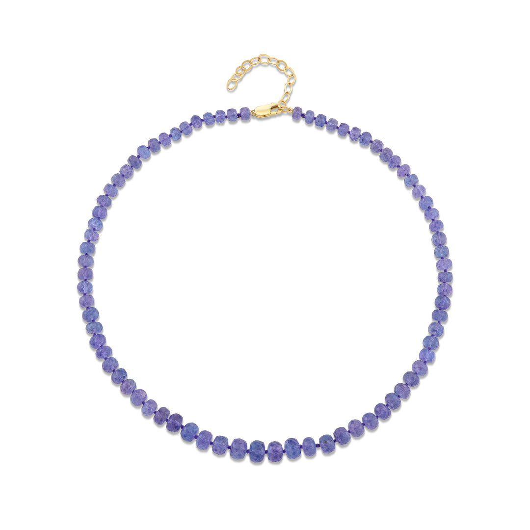 Tanzanite Beads with 14K Yellow Gold Clasp Necklace