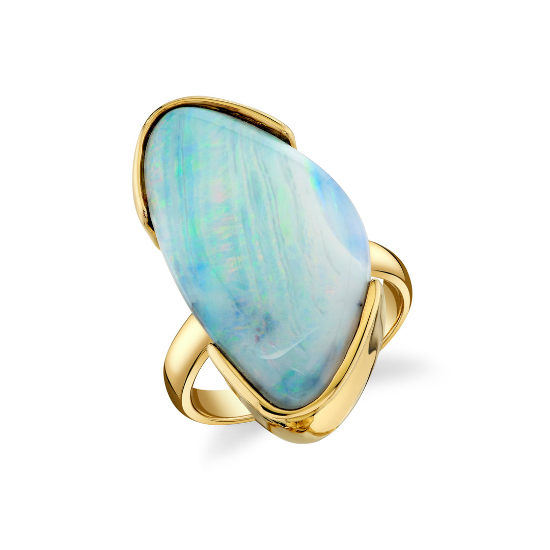 8.41ct Freeform Australian Boulder Opal Ring in 14K Yellow Gold