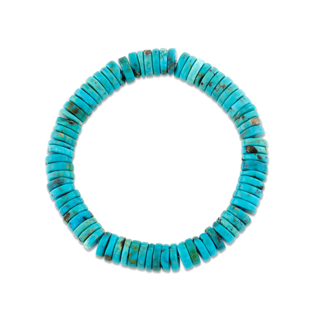 8mm Chinese Turquoise Roundel Beaded Stretch Bracelet