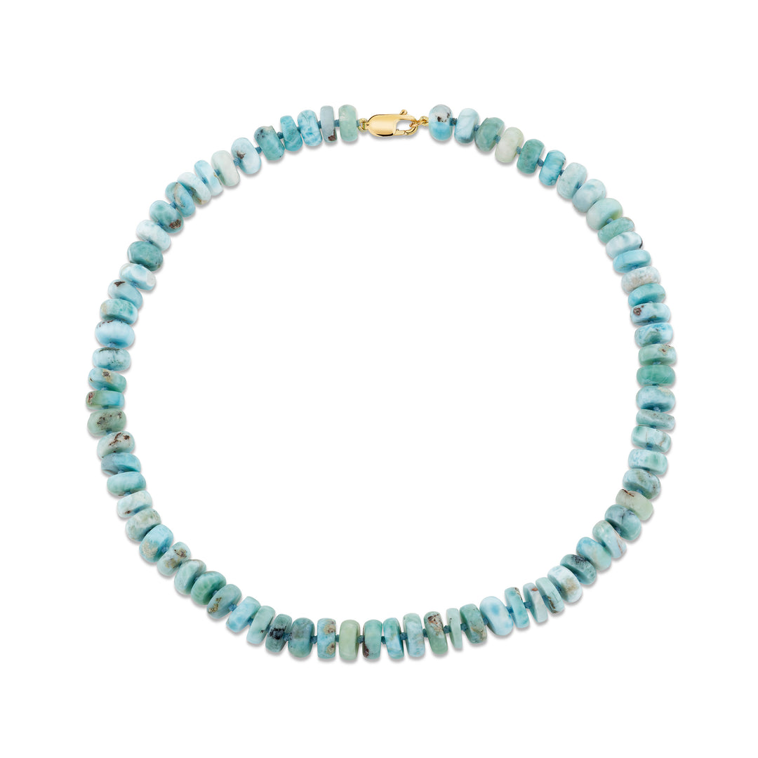 8mm Larimar Roundel Beaded Necklace