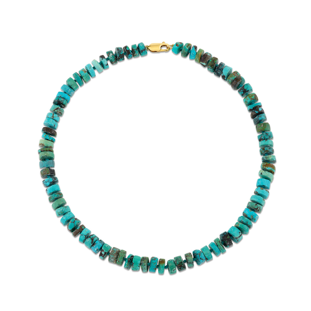 8mm Chinese Turquoise Heishi Beaded Necklace