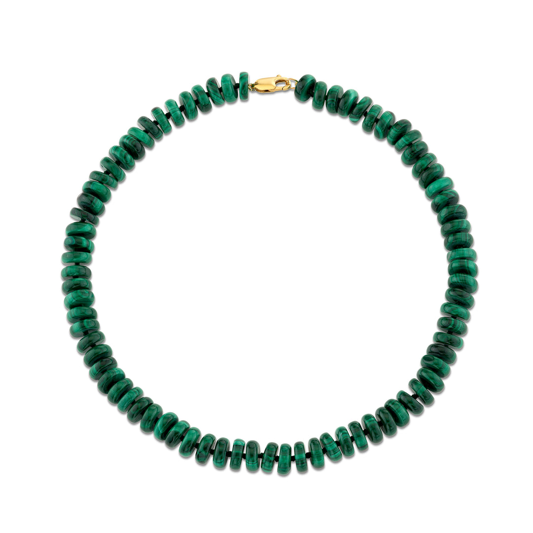 10mm Malachite Roundel Beaded Necklace