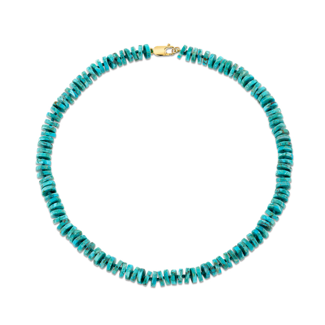 8mm Chinese Turquoise Heishi Beaded Necklace