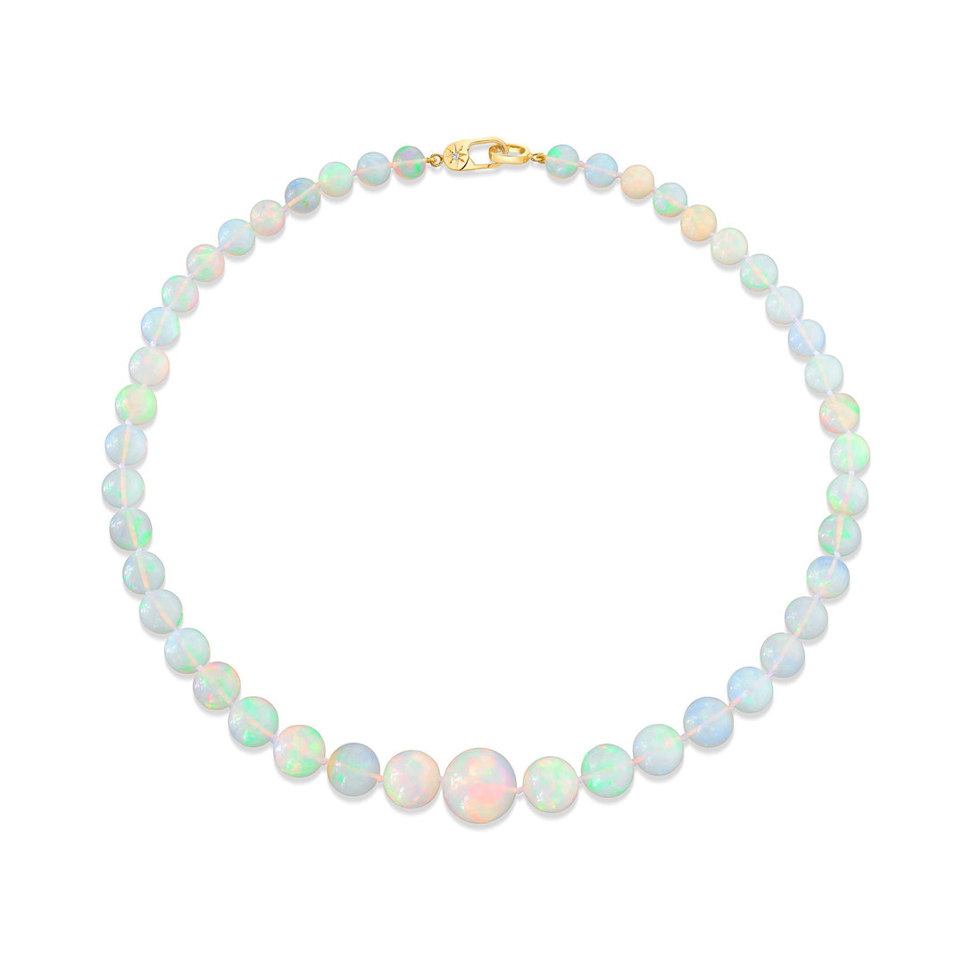 Ethiopian Sphere Bead & Diamond 14K Yellow Gold Clasp Necklace