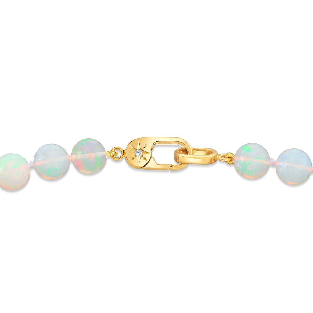Ethiopian Sphere Bead & Diamond 14K Yellow Gold Clasp Necklace