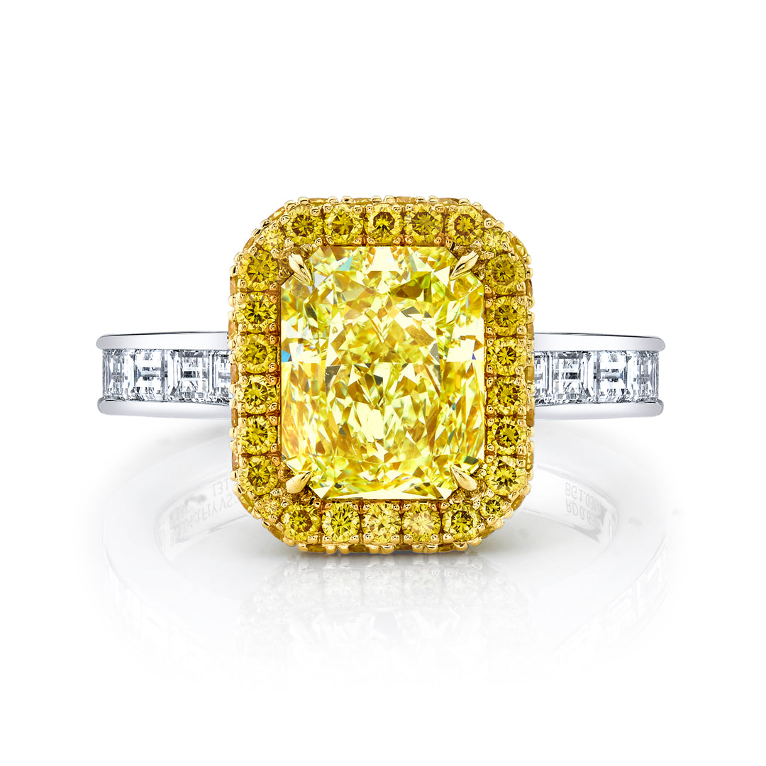 3ct Radiant Fancy Intense Yellow Diamond Ring