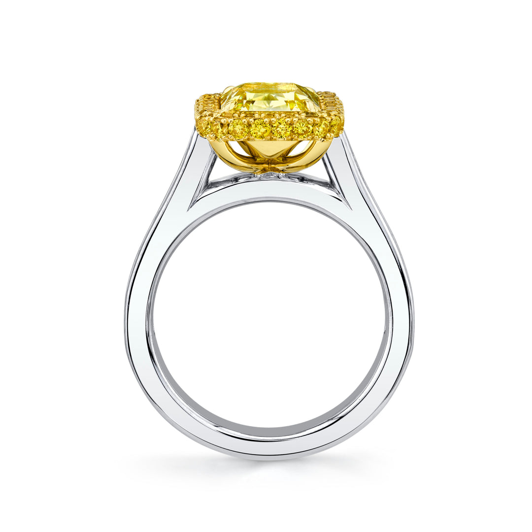 3ct Radiant Fancy Intense Yellow Diamond Ring