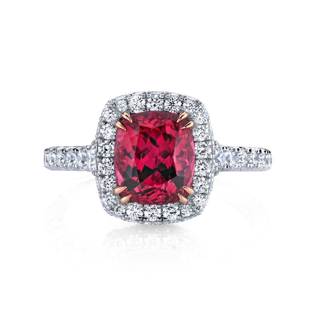 3.17ct Cushion Spinel & Diamond Ring