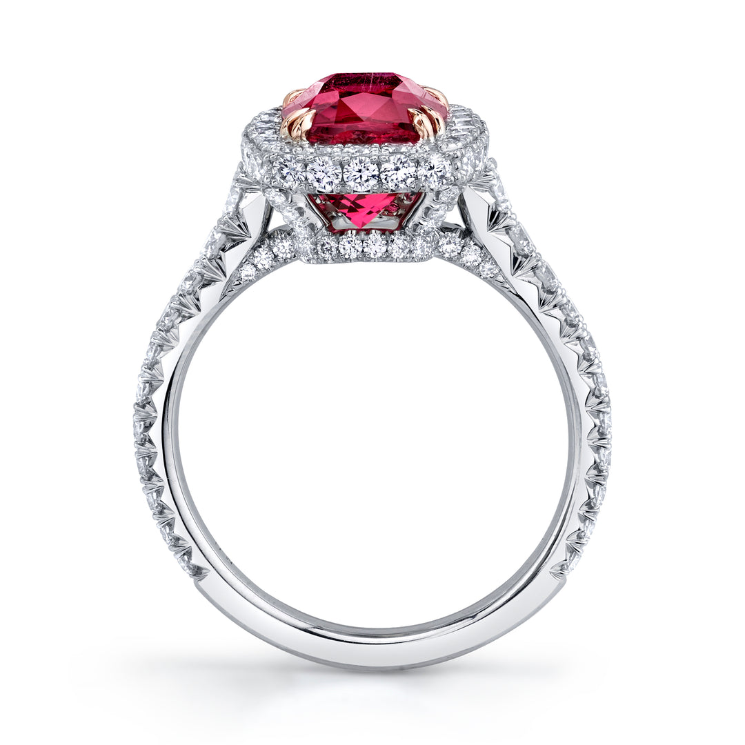 3.17ct Cushion Spinel & Diamond Ring