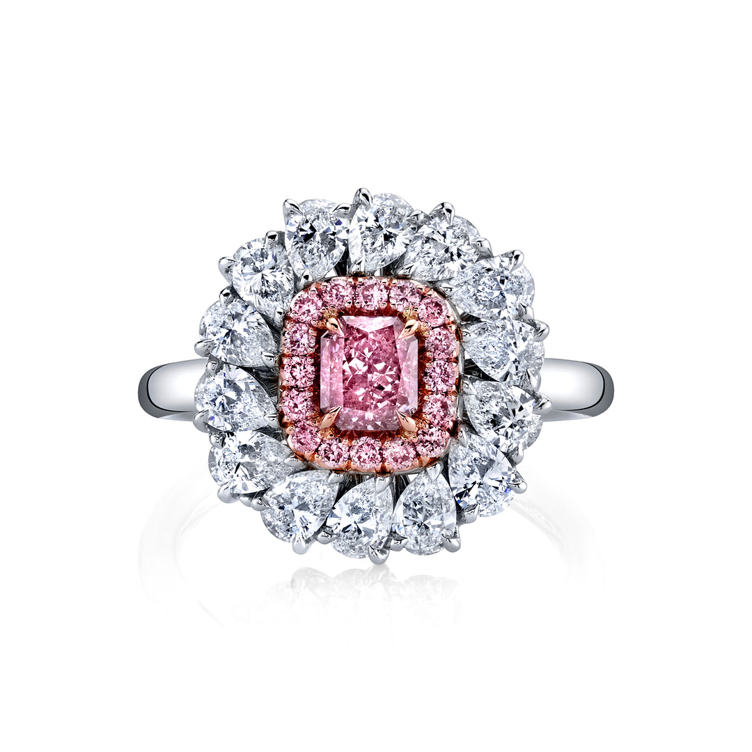 0.50ct Radiant Natural Fancy Purplish Pink Diamond Ring