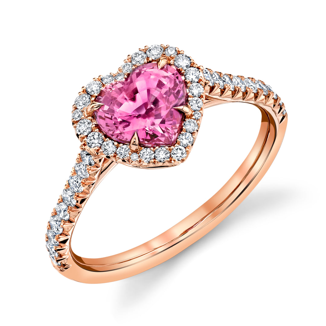 1.35ct Heart Shape Pink Sapphire & Diamond Ring