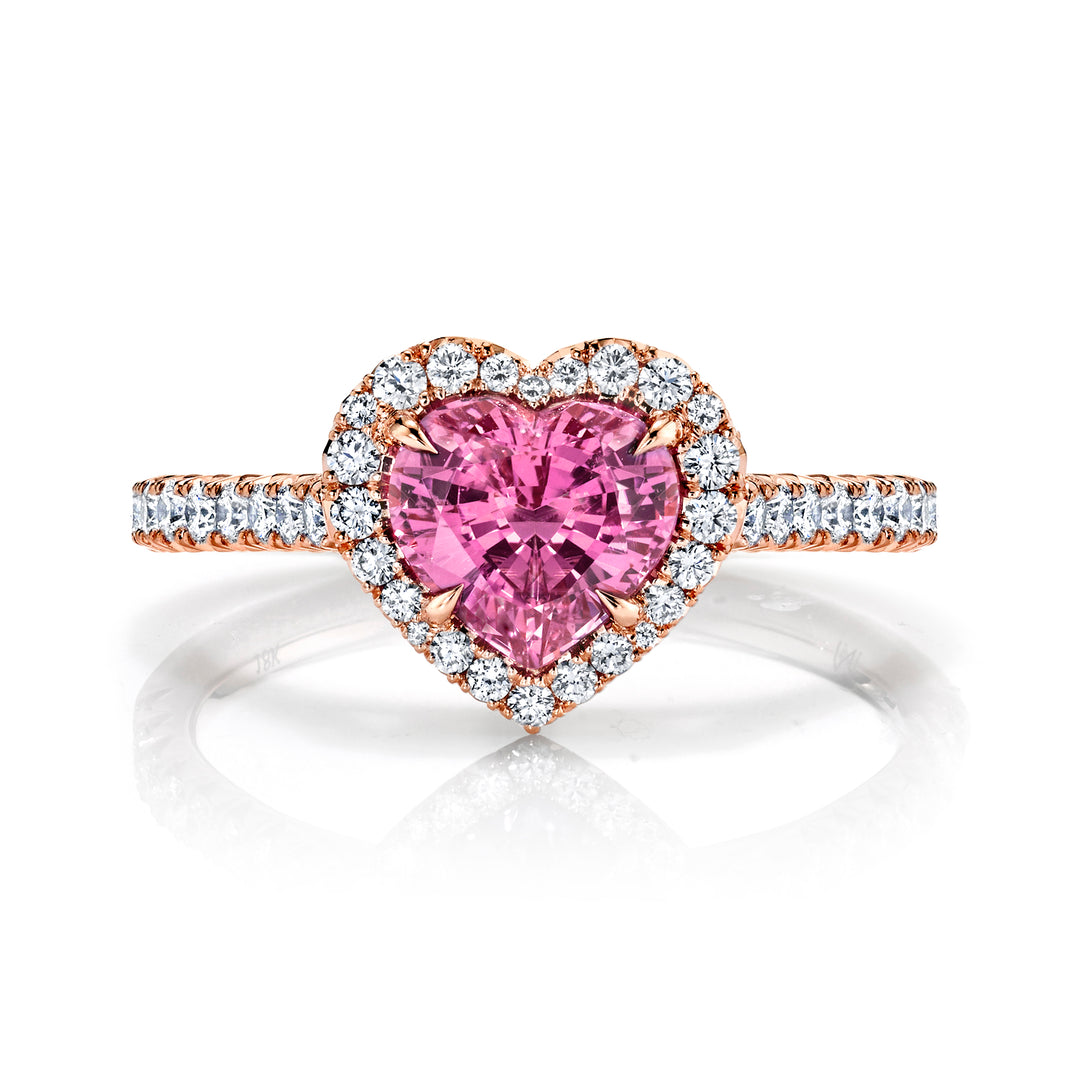 1.35ct Heart Shape Pink Sapphire & Diamond Ring