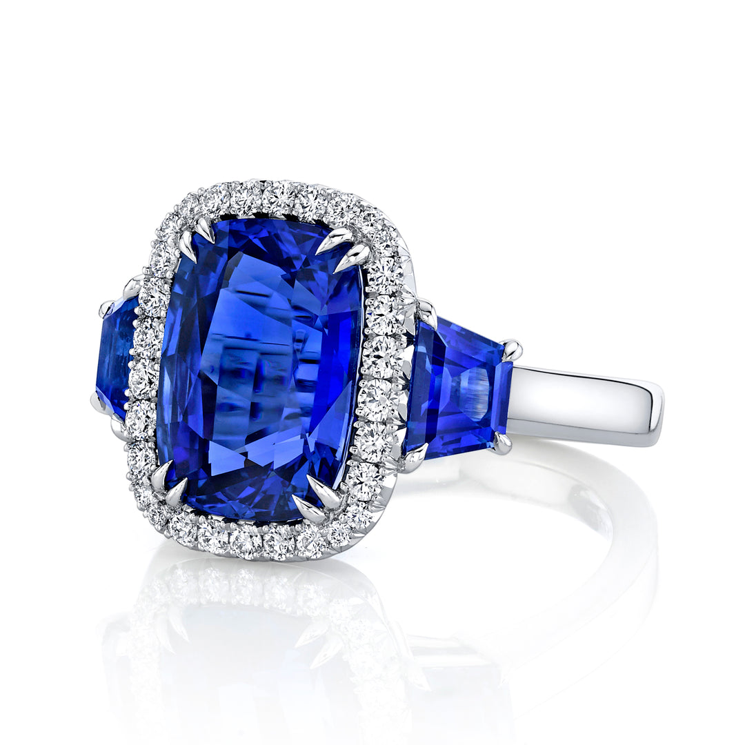 Cushion Sapphire & Diamond Ring