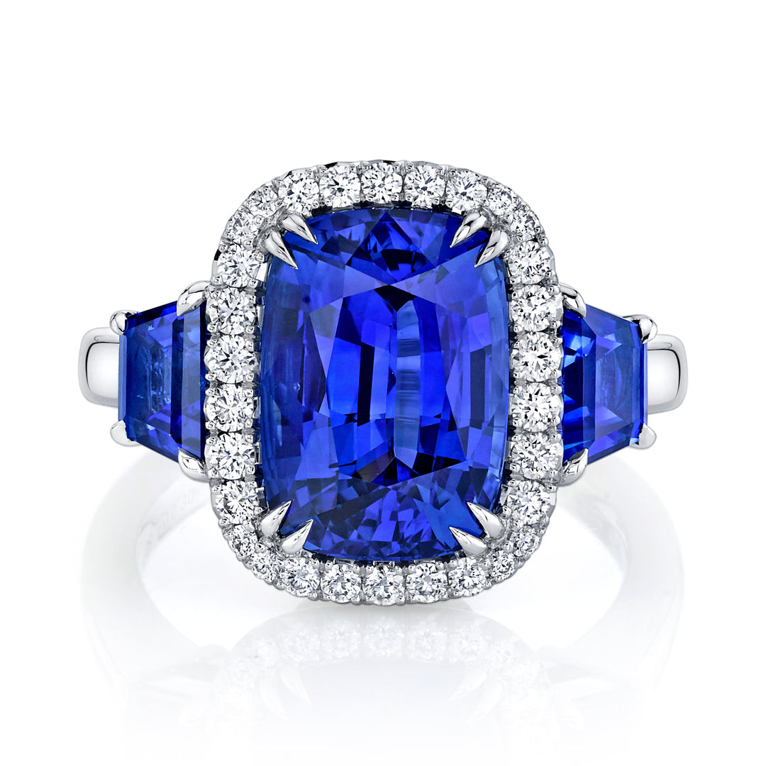 Cushion Sapphire & Diamond Ring