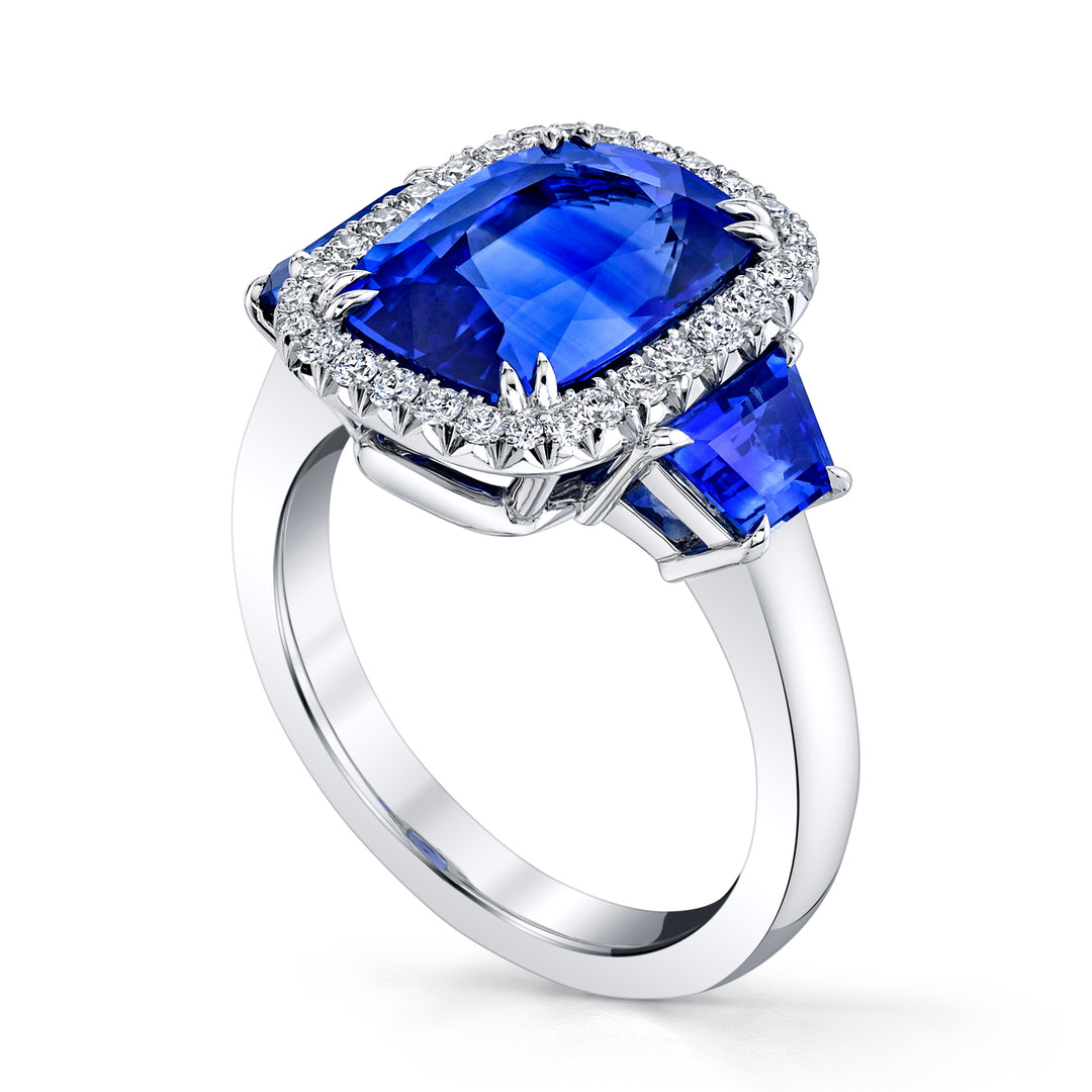 Cushion Sapphire & Diamond Ring