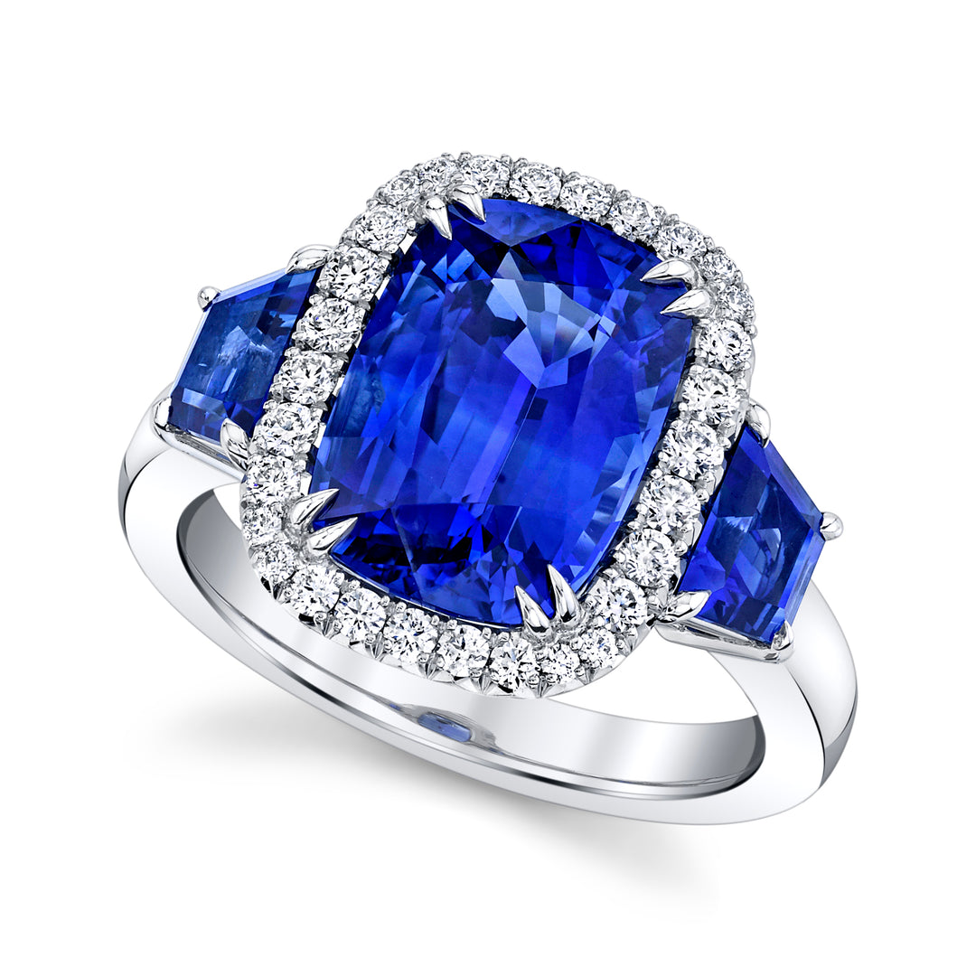 Cushion Sapphire & Diamond Ring