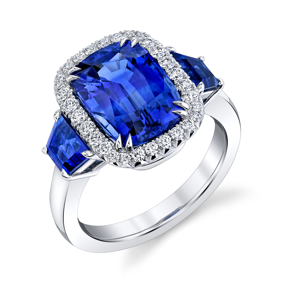 Cushion Sapphire & Diamond Ring