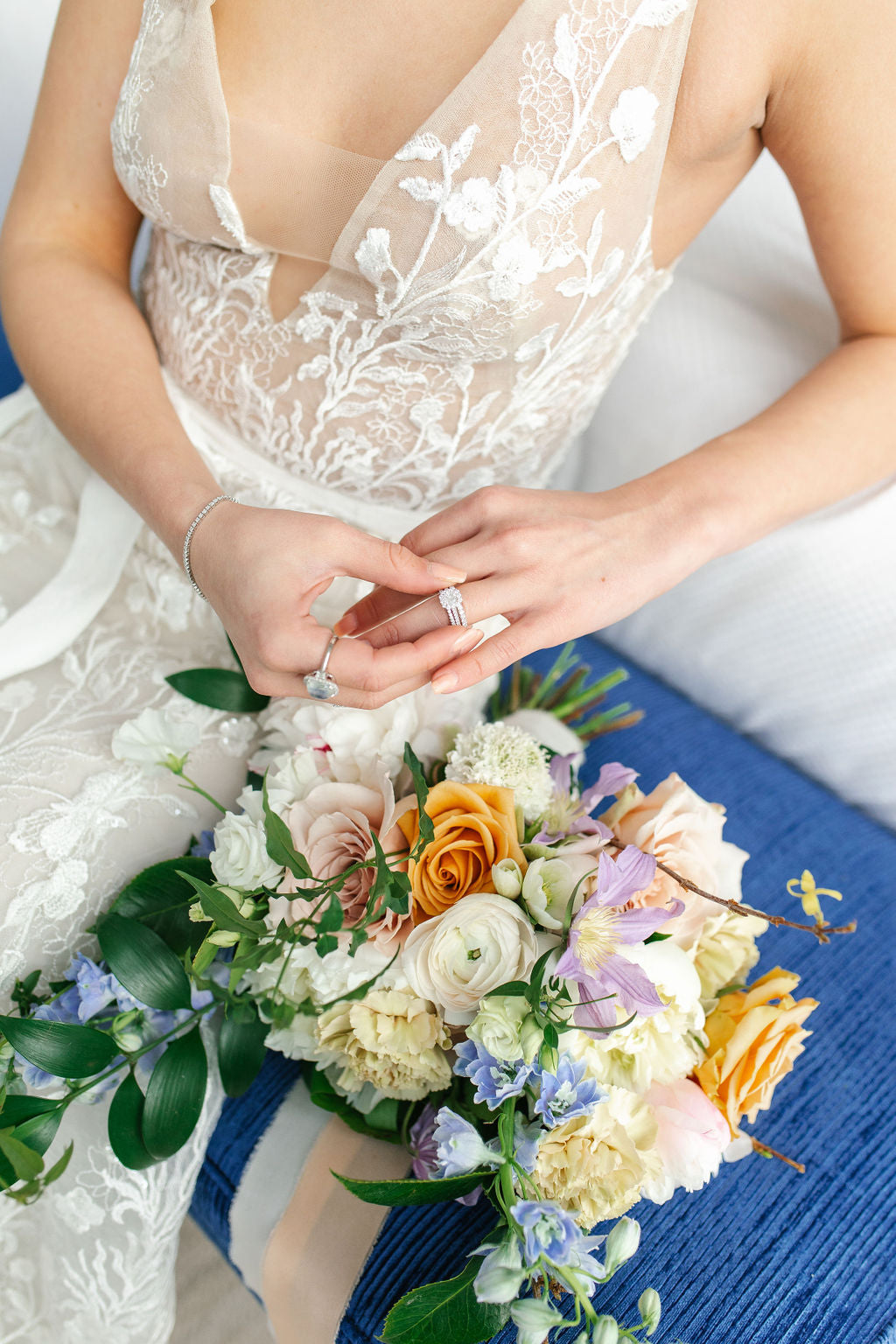 1.01ct Cushion Cut Diamond & Scalloped Halo Ring