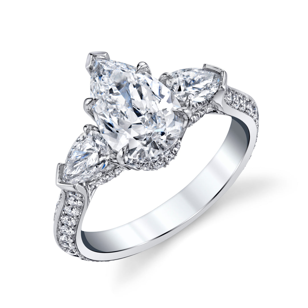 1.85ct Pear Shape Diamond Three Stone Ring