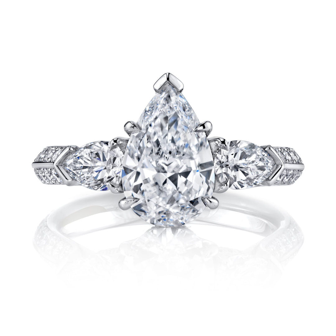 1.85ct Pear Shape Diamond Three Stone Ring