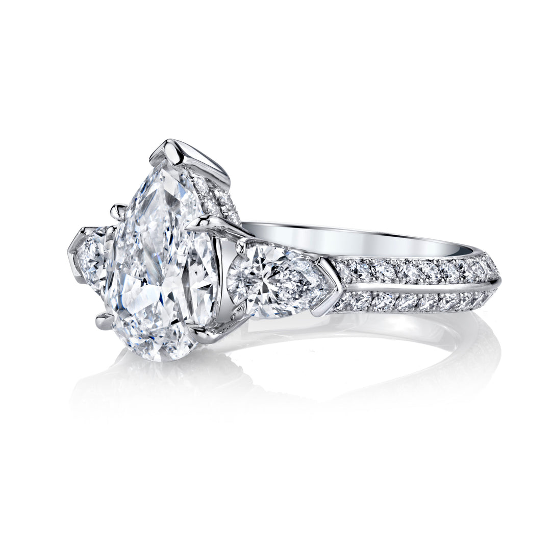 1.85ct Pear Shape Diamond Three Stone Ring