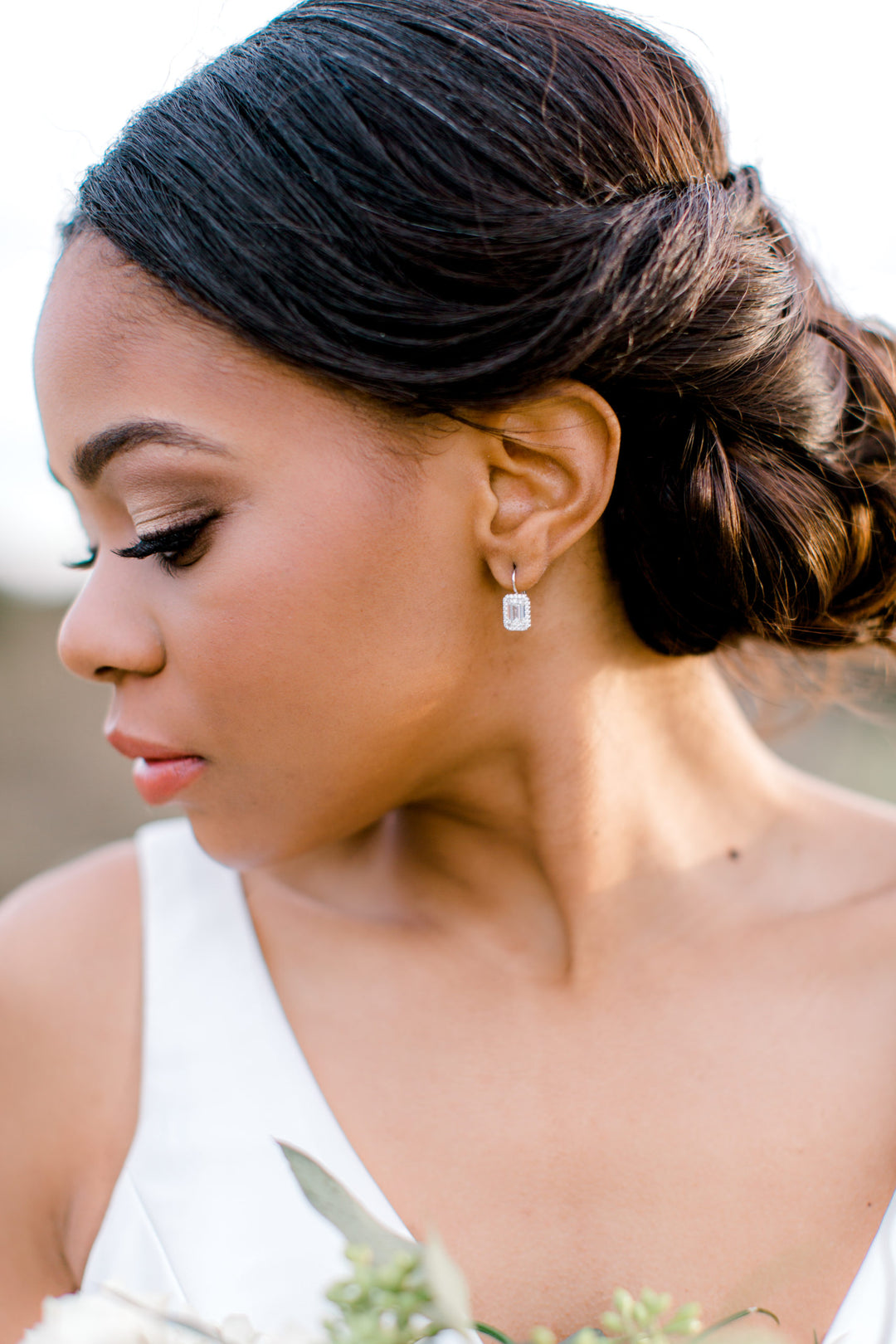 Emerald Cut Diamond Drop Earrings