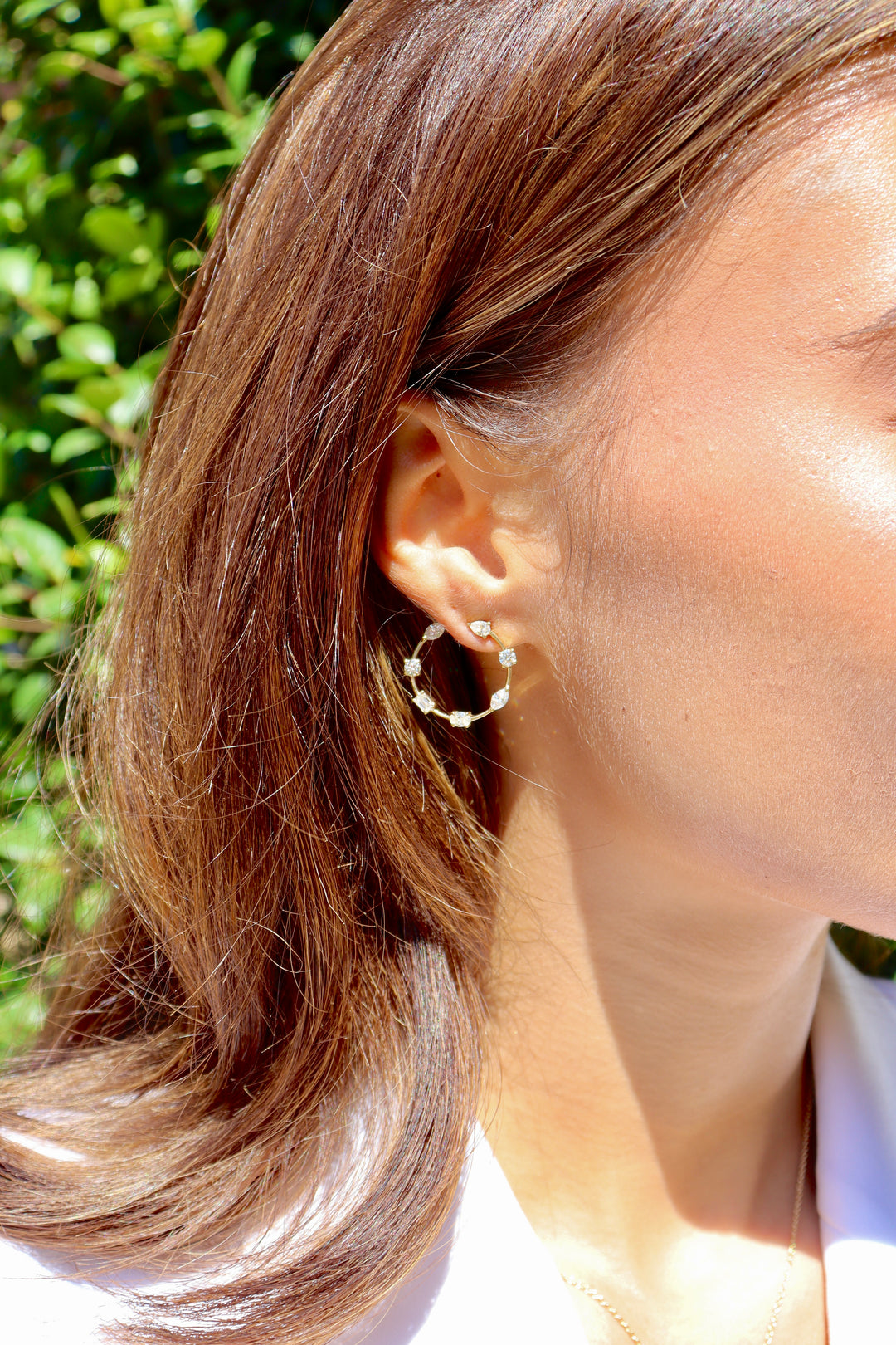 Mixed Shape Diamond Hoops in 18K Gold