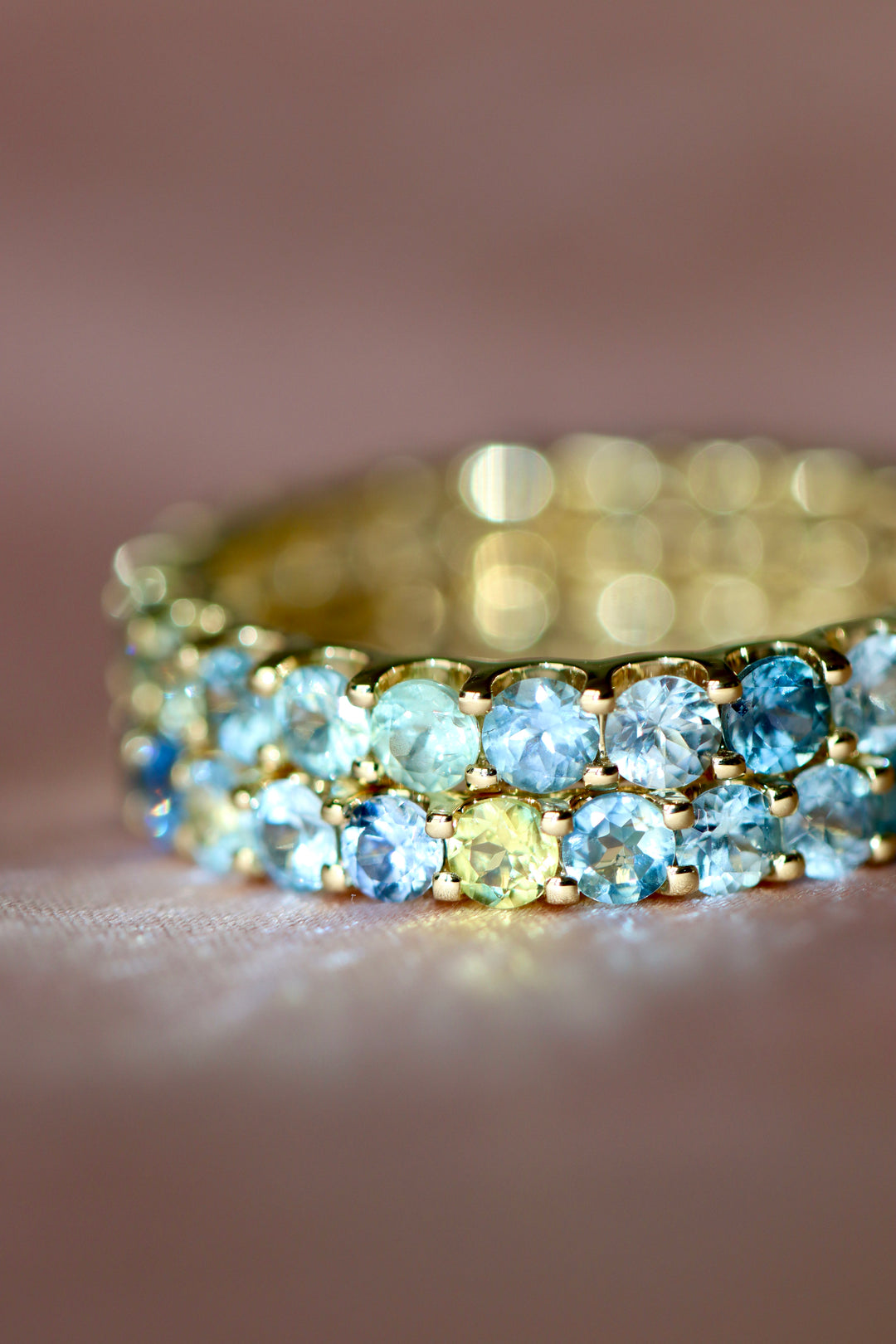Shared Prong Multi-Colored Montana Sapphire Eternity Band