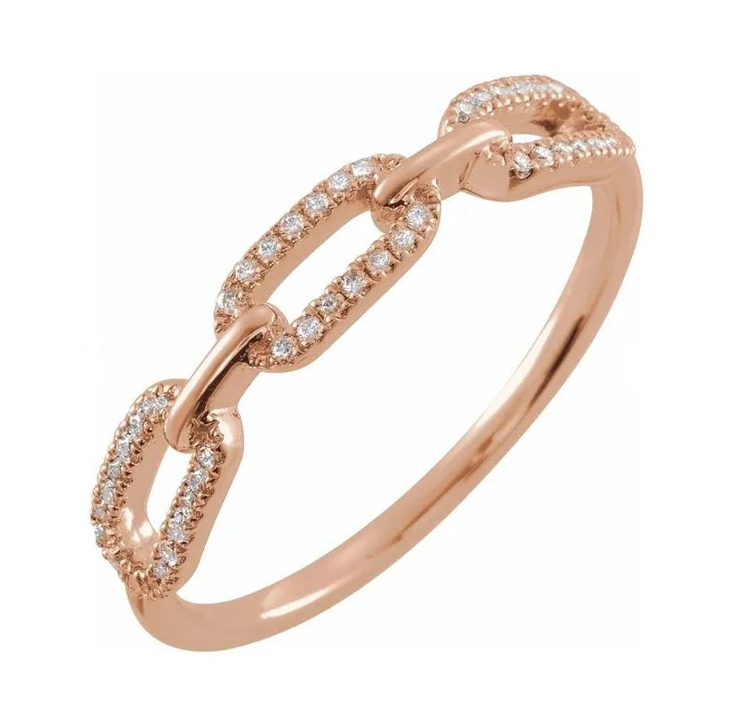 Diamond Chain Link Ring in 14K Gold