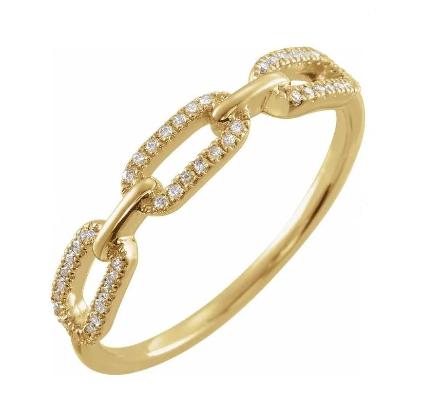 Diamond Chain Link Ring in 14K Gold