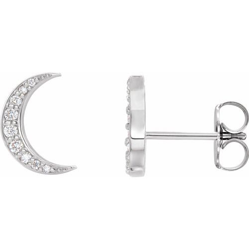 Diamond Crescent Moon Stud Earrings