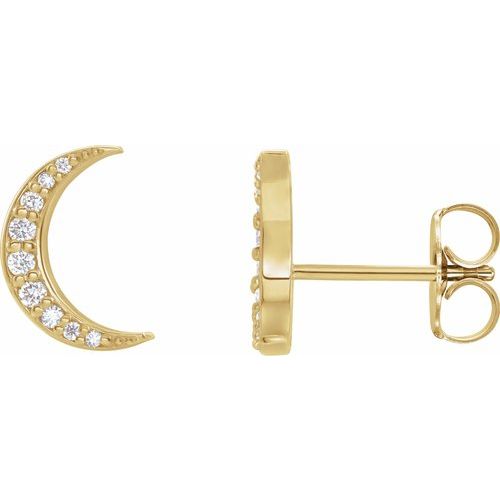 Diamond Crescent Moon Stud Earrings