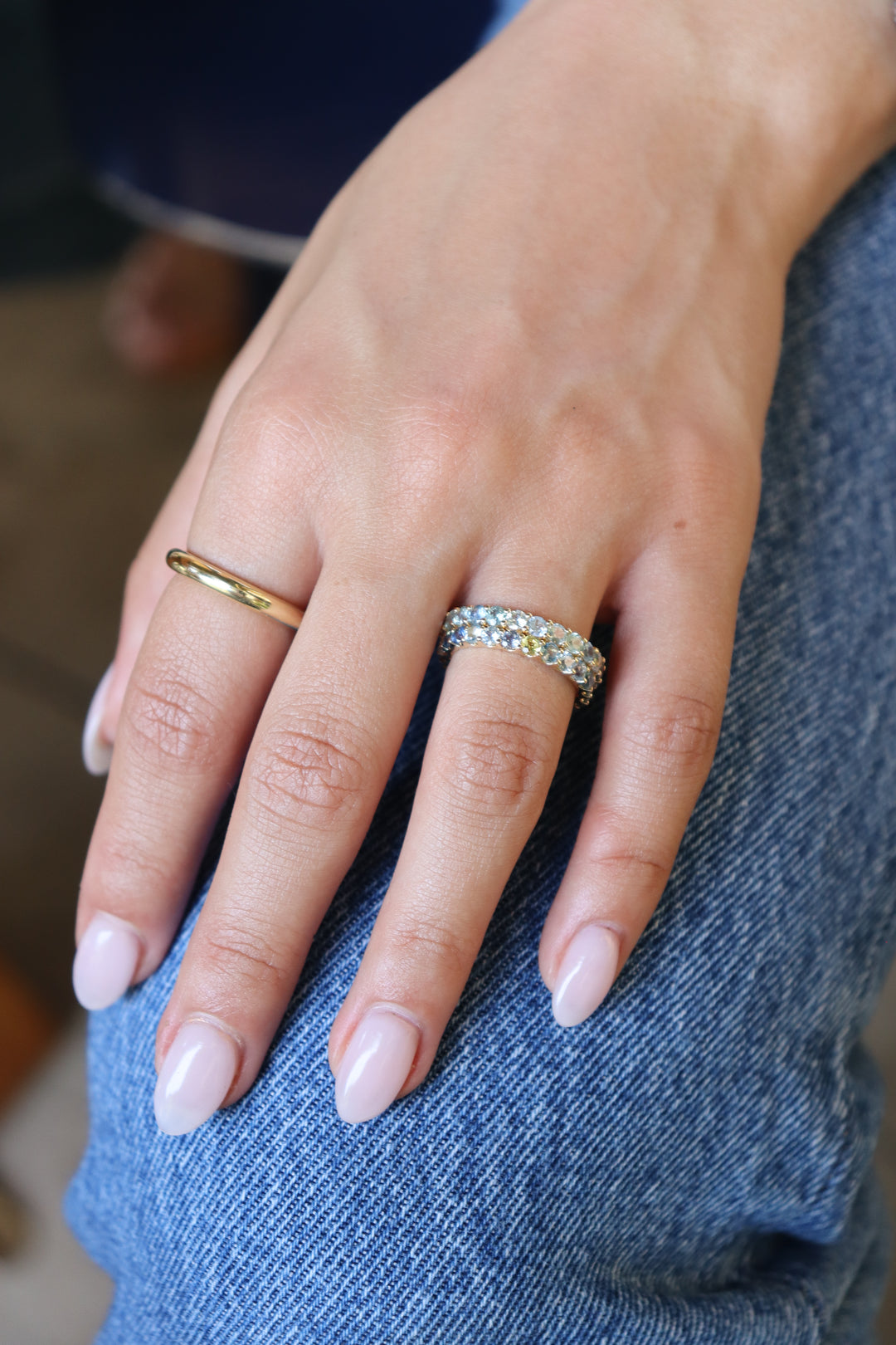Shared Prong Multi-Colored Montana Sapphire Eternity Band