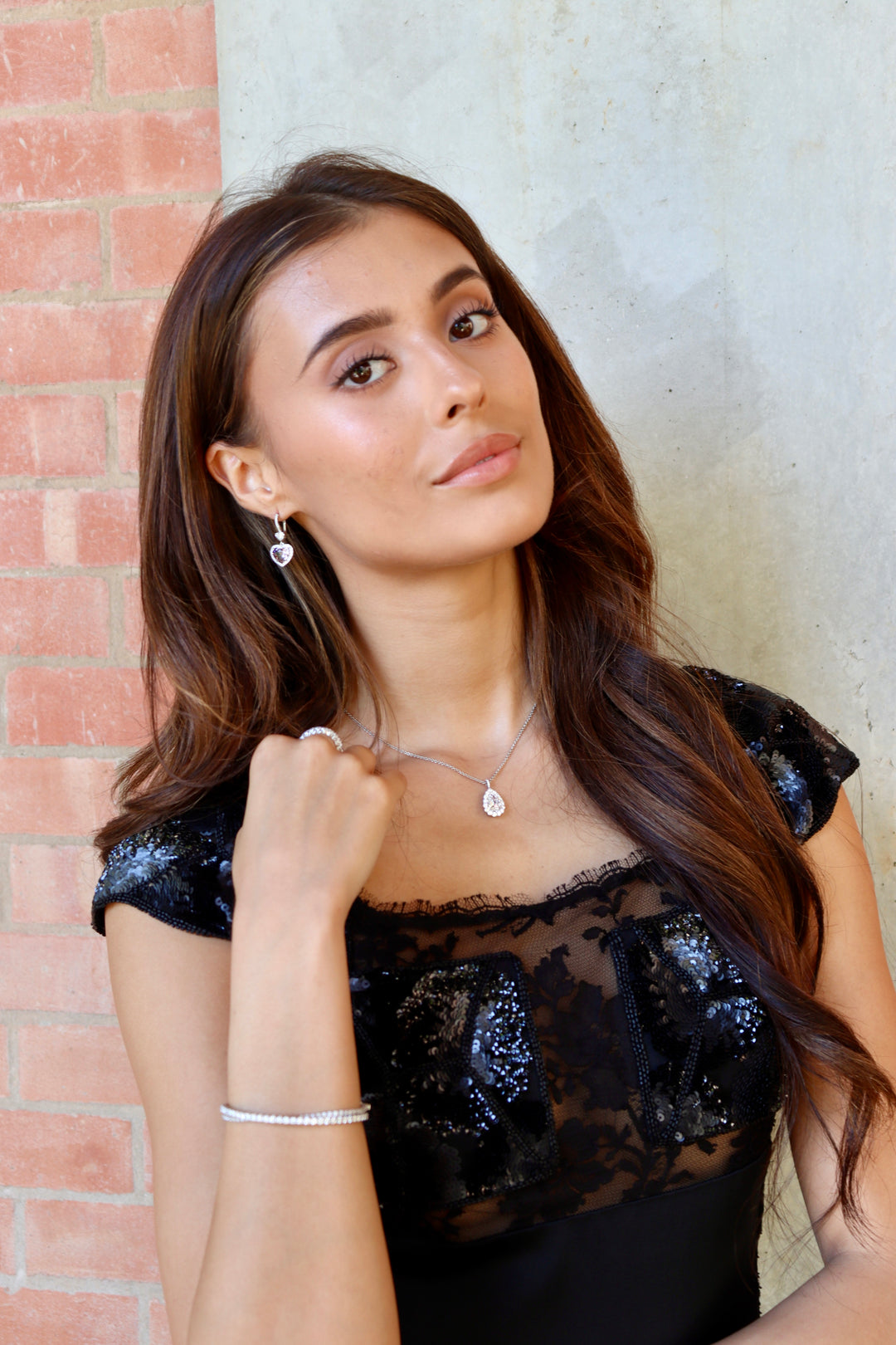 5.55ctw Heart Shape Purple Spinel & Diamond Halo Dangle Earrings in Platinum