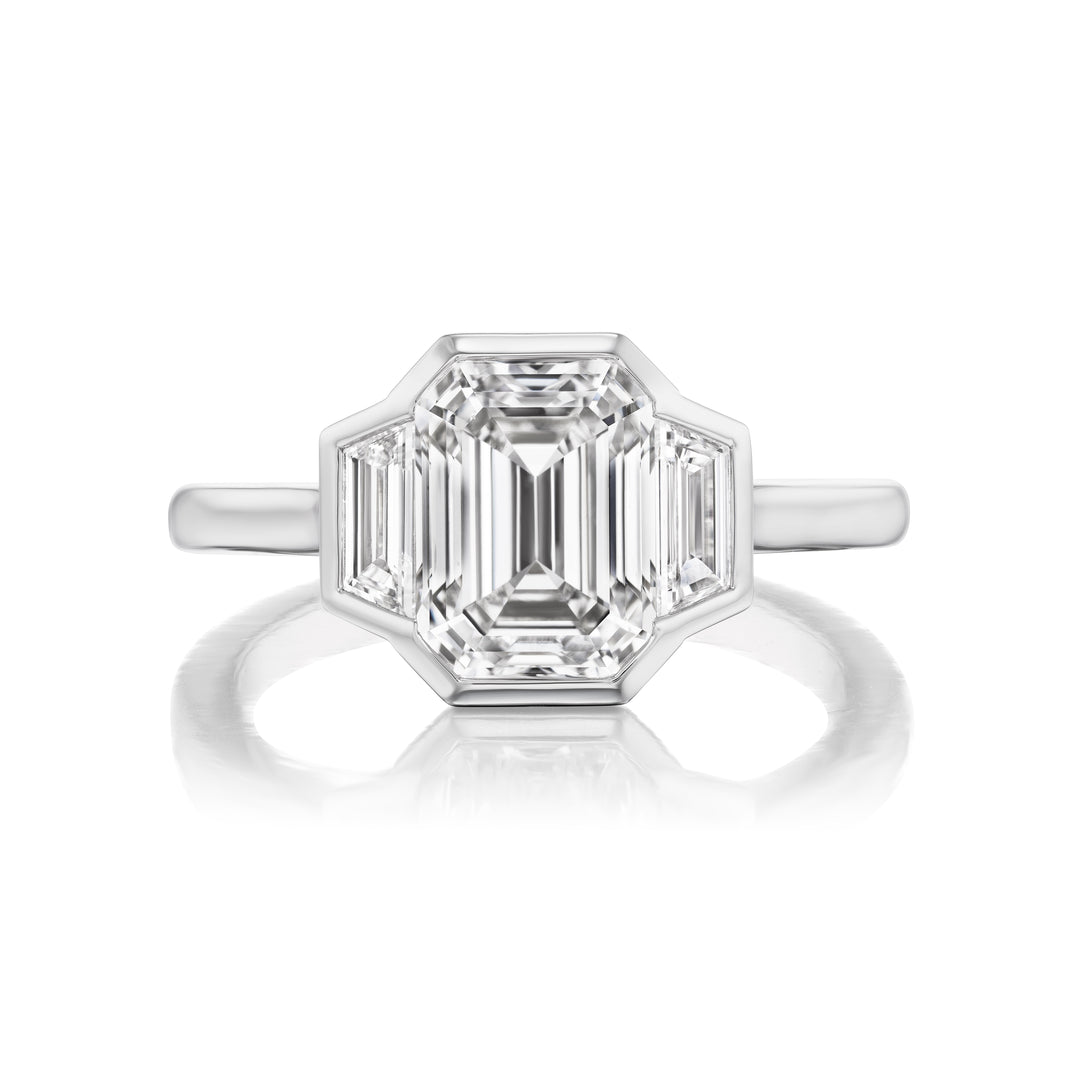 Bezel Set Three Stone Engagement Ring