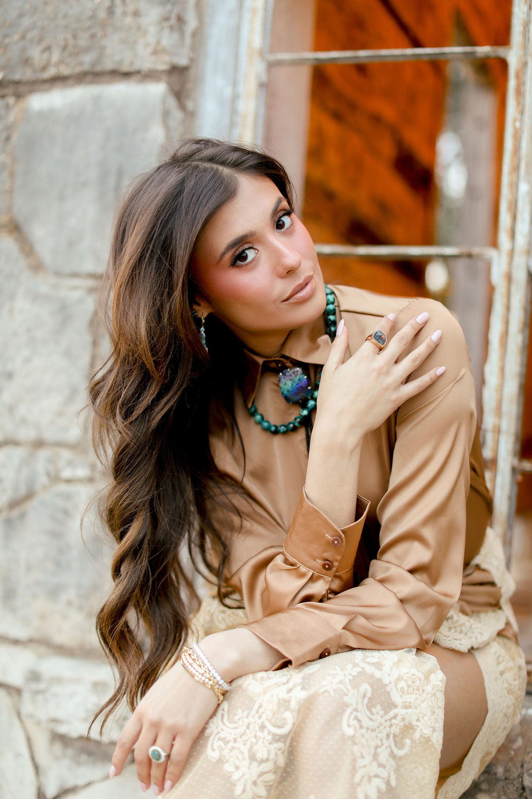 14K Yellow Gold Australian Boulder Opal, Montana Sapphire, & Diamond Bolo Tie