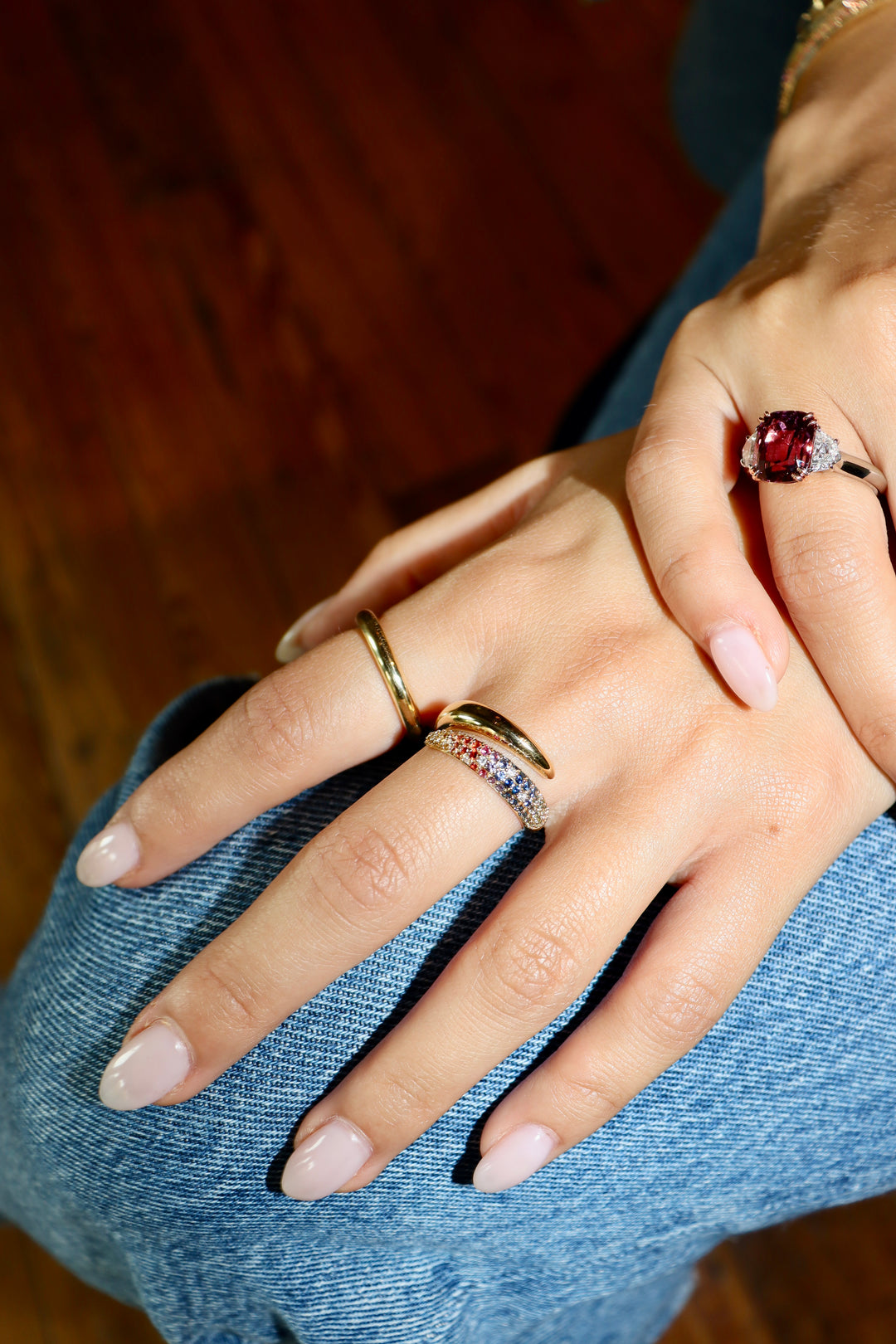 "Over The Rainbow" Sapphire Wrap Ring in 18K Yellow Gold