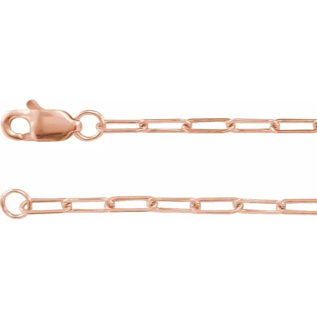 14K Gold Elongated Flat (Paperclip) Link Chain