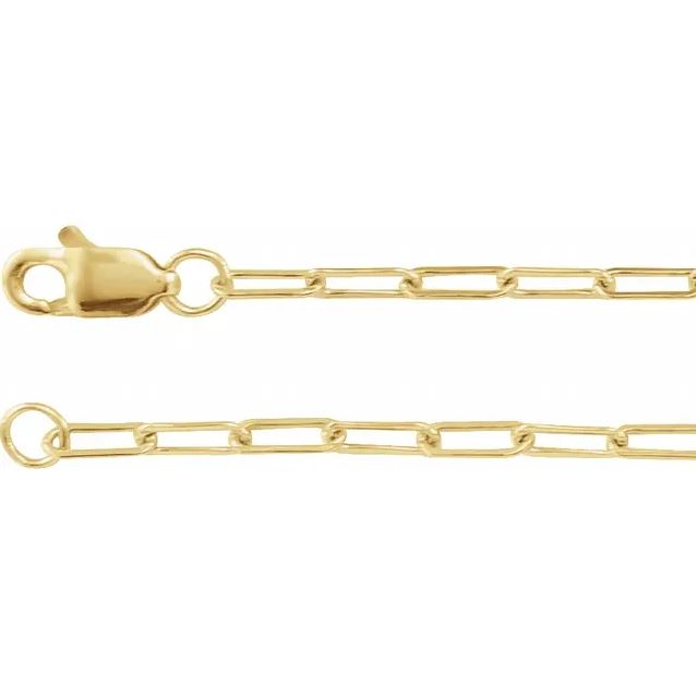 14K Gold Elongated Flat (Paperclip) Link Chain