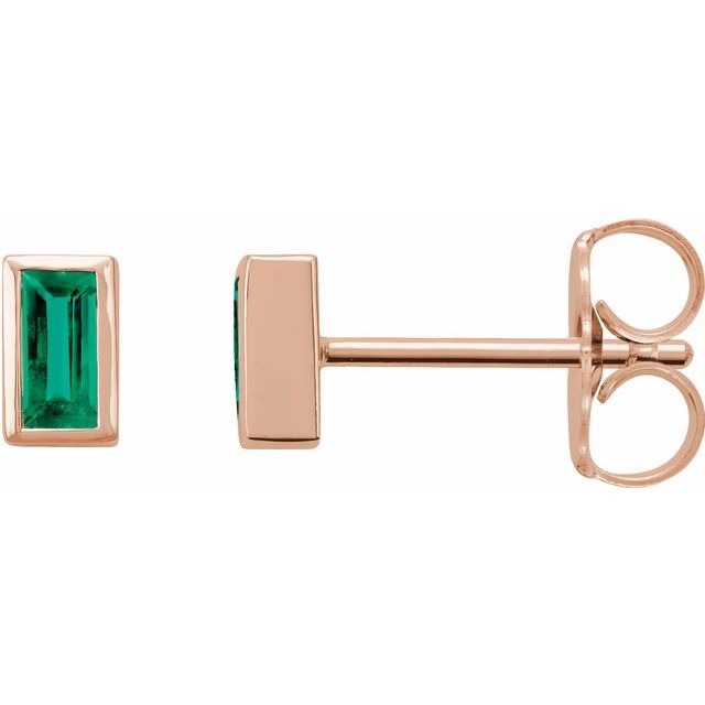 Emerald Bezel Stud Earrings