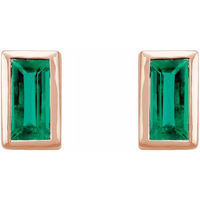 Emerald Bezel Stud Earrings