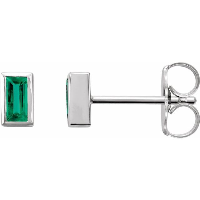 Emerald Bezel Stud Earrings