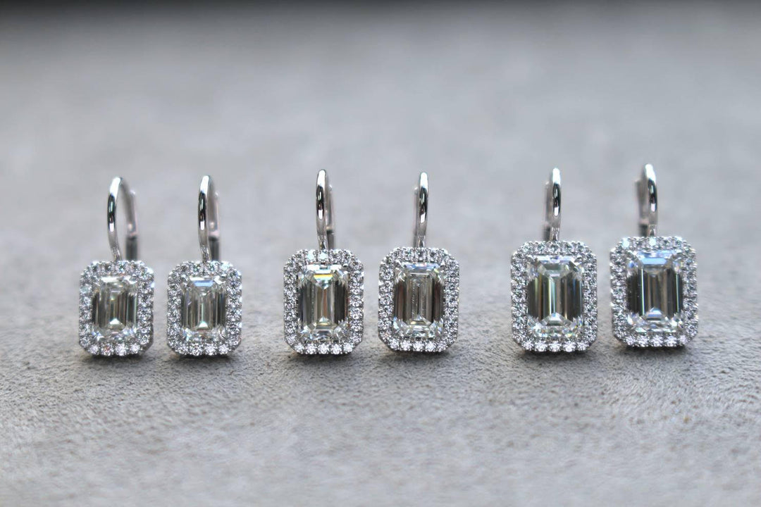 Emerald Cut Diamond Drop Earrings