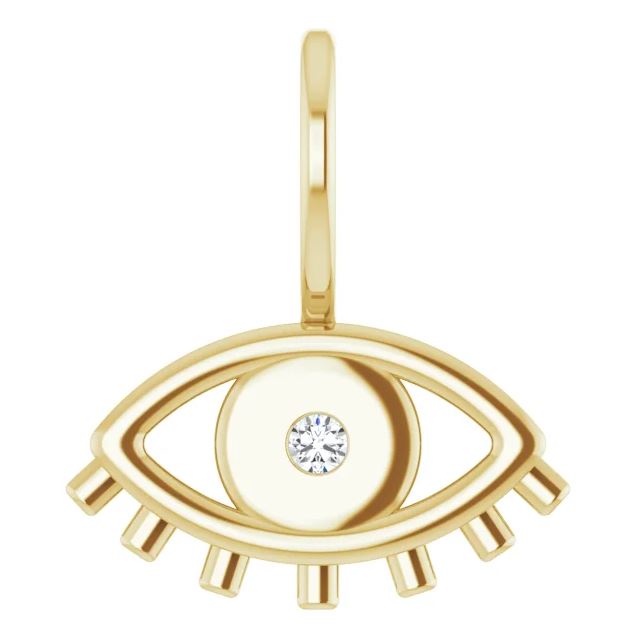 14K Gold Evil Eye Diamond Charm