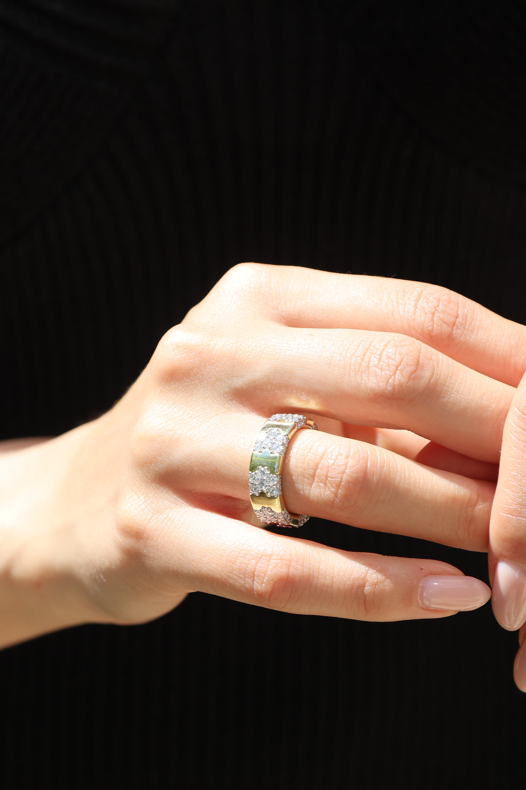 Stretchable Diamond "Puzzle" Eternity Band in 18K Yellow Gold