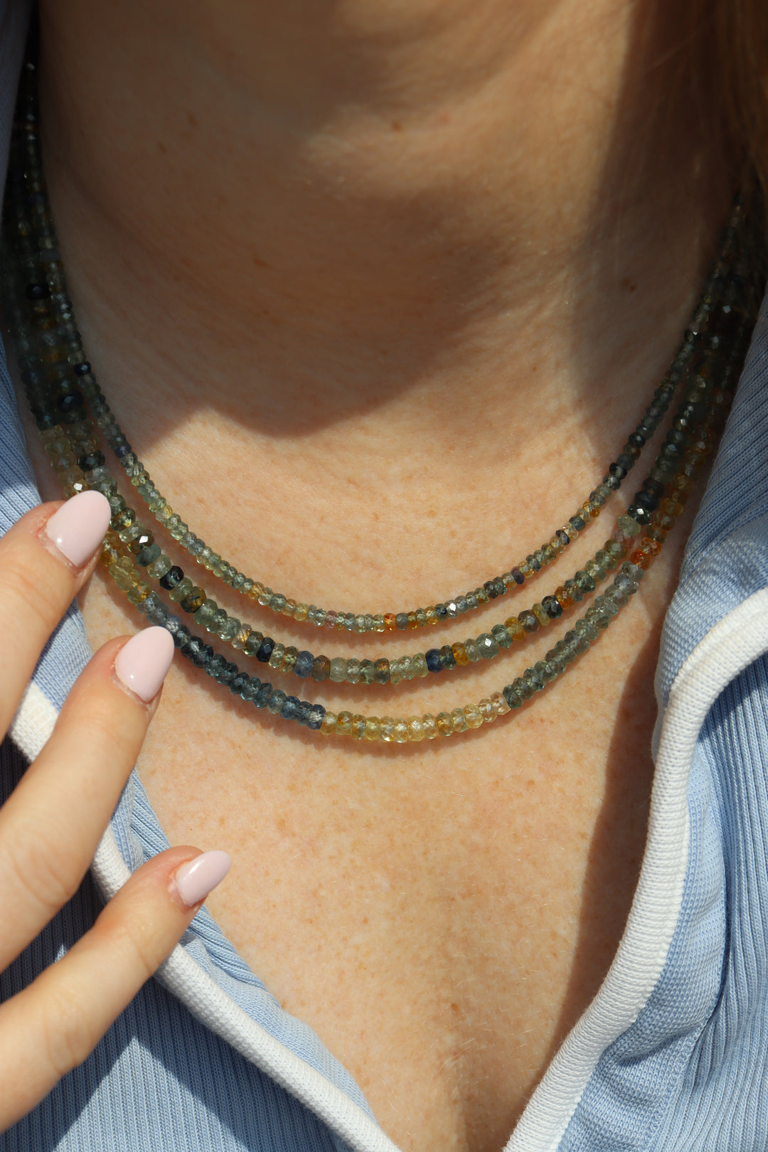 90ctw Rose Cut Montana Sapphire Beaded Necklace