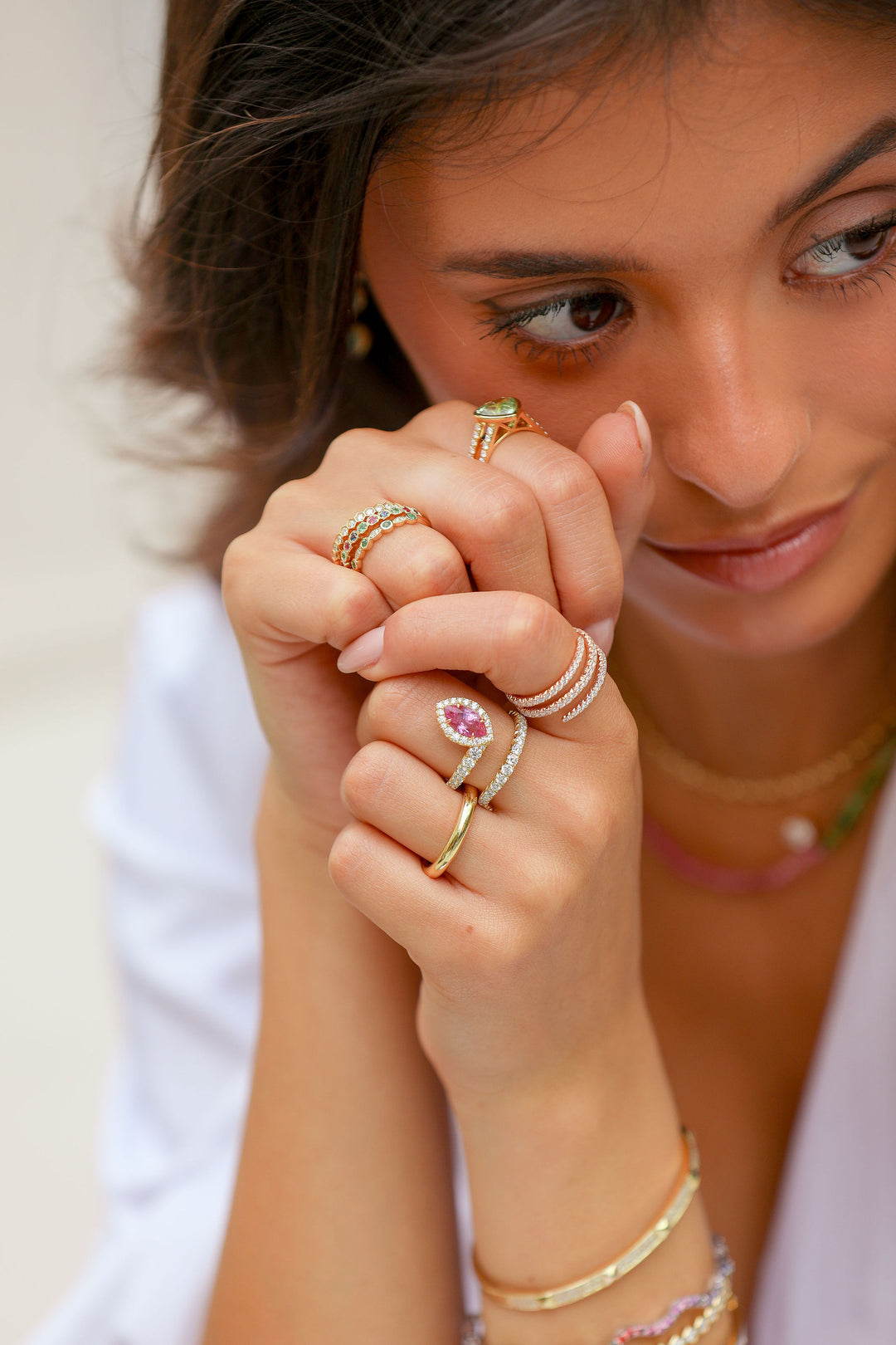 Colorful "FIESTA" Gemstone Stackable Band in 14K Gold
