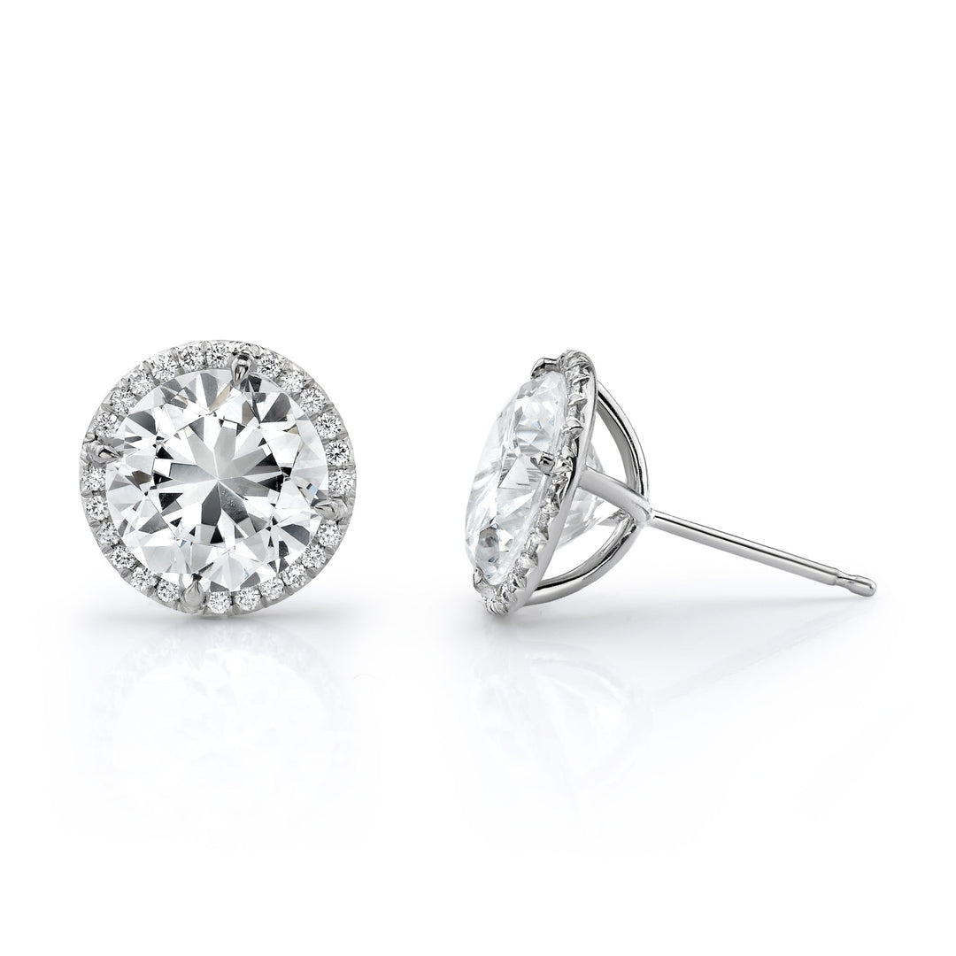 Classic Round Brilliant Diamond Halo Studs